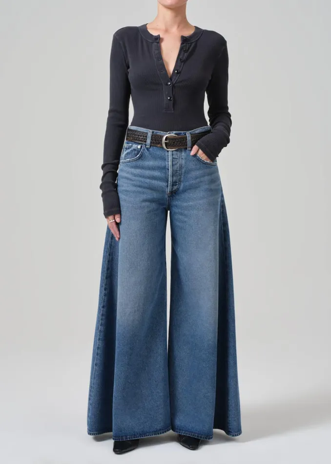 Citizens Of Humanity Varra Henley In Charcoal Mineral Women Tops