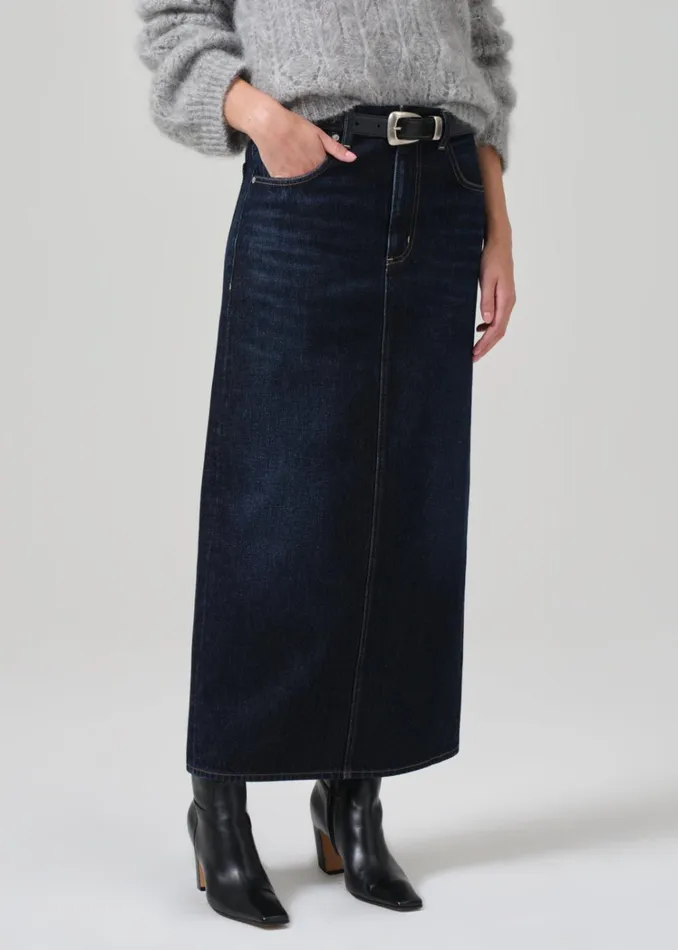 Citizens Of Humanity Verona Column Skirt In Deep Azure Women Shorts and Skirts