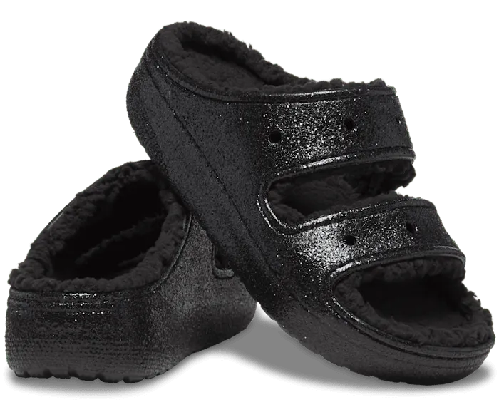 Classic Cozzzy Glitter II Sandal Black Men Crocs Slides