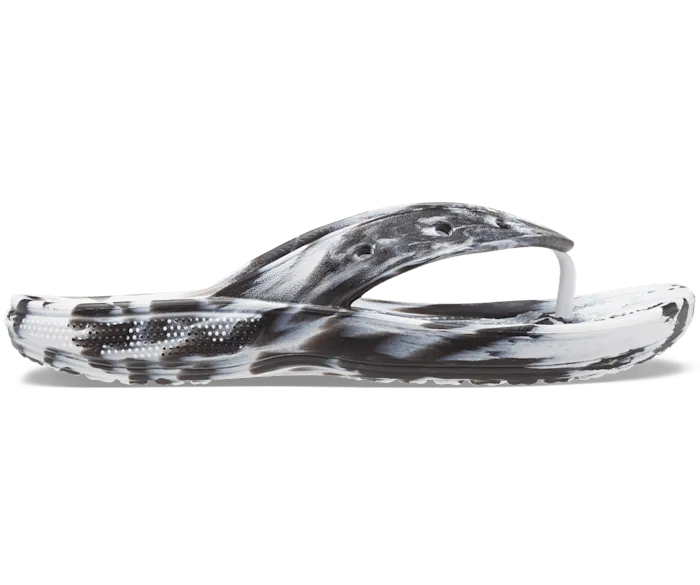 Classic Marble Flip Black White Men Crocs Sandals