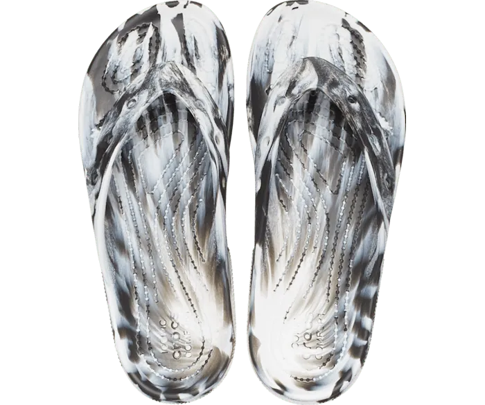 Classic Marble Flip Black White Men Crocs Sandals