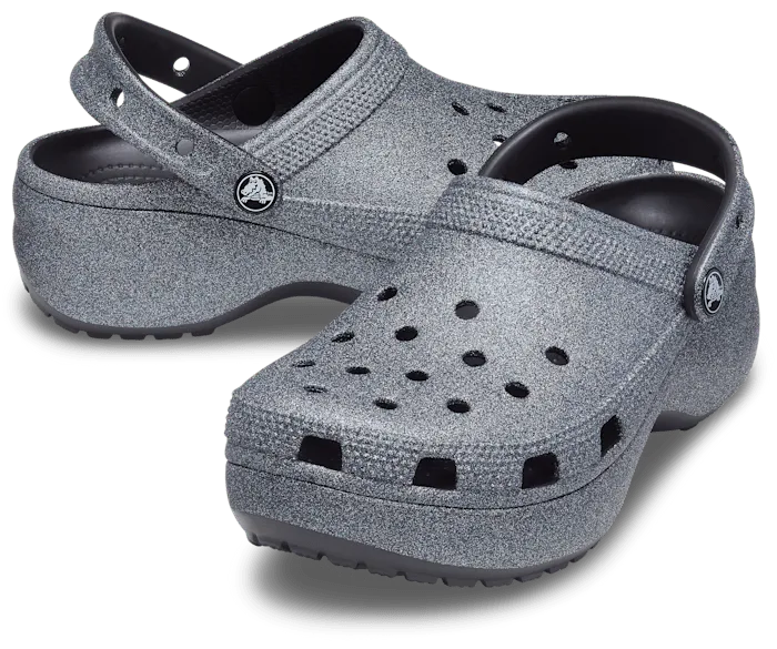 Classic Platform Glitter Clog Black Women Crocs Clogs