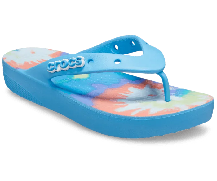 Classic Platform Tie Dye Graphic Flip Oxygen Multi Women Crocs Platforms 038 Wedges