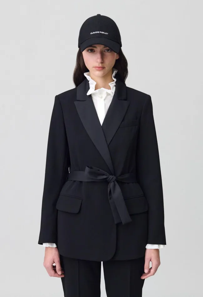 Claudie Pierlot Belted Tailored Jacket Black Women Blazers