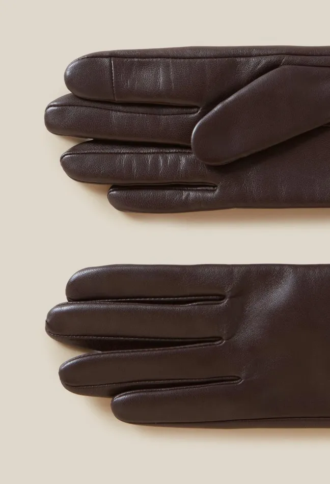 Claudie Pierlot Brown Leather Gloves Gold Cp Chocolate Women Scarves Hats And Gloves Claudie Pierlot Brown Leather Gloves Gold Cp Chocolate Women Scarves Hats And Gloves