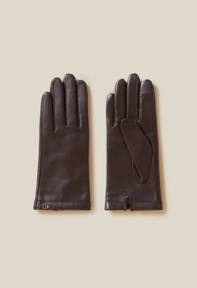 Claudie Pierlot Brown Leather Gloves Gold Cp Chocolate Women Scarves Hats And Gloves Claudie Pierlot Brown Leather Gloves Gold Cp Chocolate Women Scarves Hats And Gloves