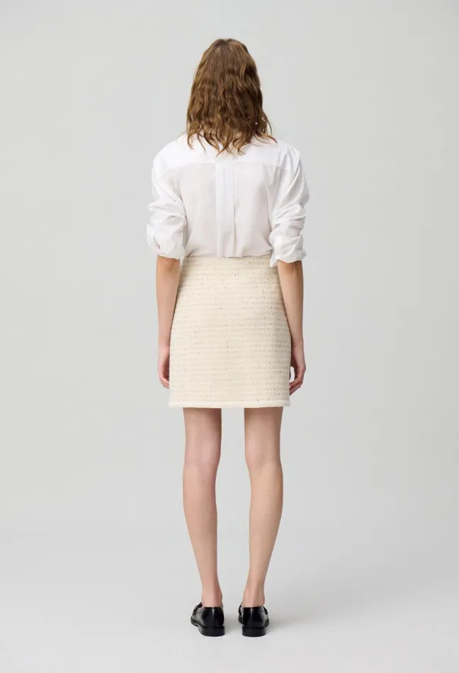 Claudie Pierlot Buttoned Tweed Mini Skirt Ecru Women Skirts And Shorts