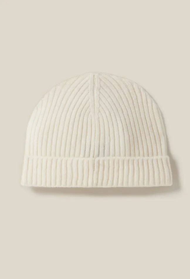 Claudie Pierlot Cashmere Ribbed Hat Cp Embroidery Ivory Women Scarves Hats And Gloves Claudie Pierlot Cashmere Ribbed Hat Cp Embroidery Ivory Women Scarves Hats And Gloves