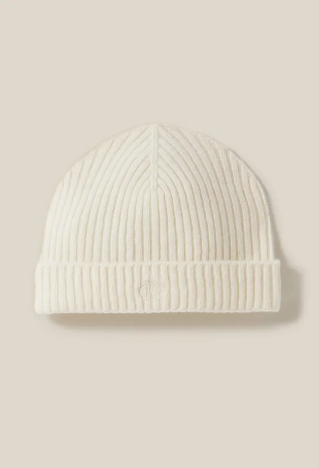 Claudie Pierlot Cashmere Ribbed Hat Cp Embroidery Ivory Women Scarves Hats And Gloves Claudie Pierlot Cashmere Ribbed Hat Cp Embroidery Ivory Women Scarves Hats And Gloves