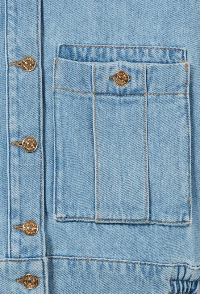 Claudie Pierlot Denim Jacket With Wide Collar Denim Mid Blue Women Jackets Claudie Pierlot Denim Jacket With Wide Collar Denim Mid Blue Women Jackets
