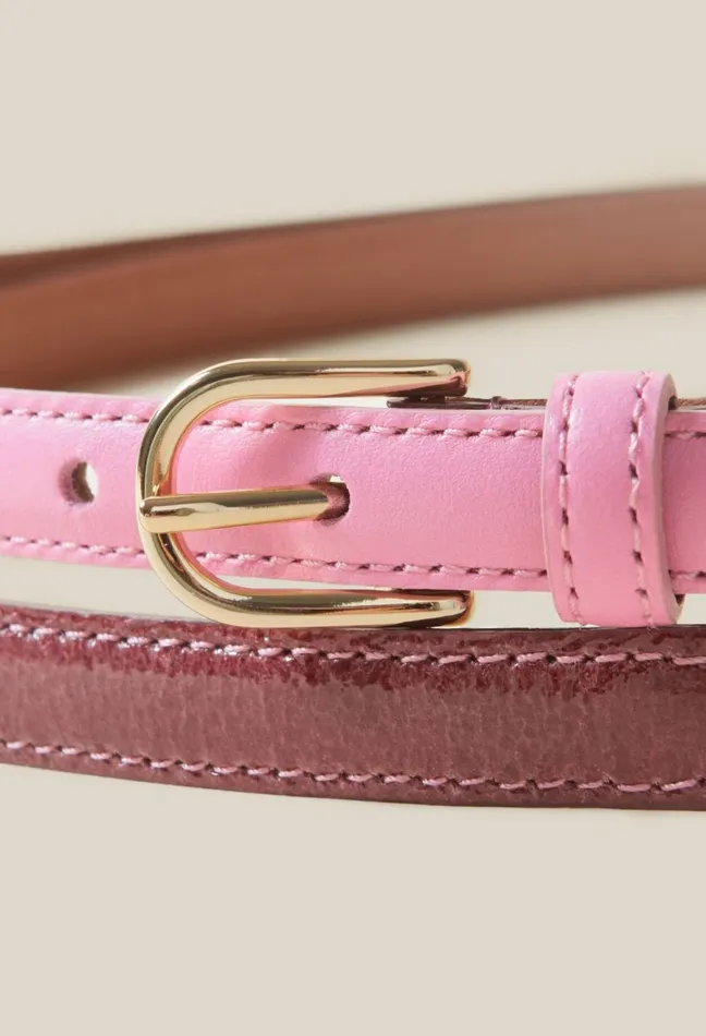 Claudie Pierlot Fine Leather Belt Pink Women Belts Claudie Pierlot Fine Leather Belt Pink Women Belts