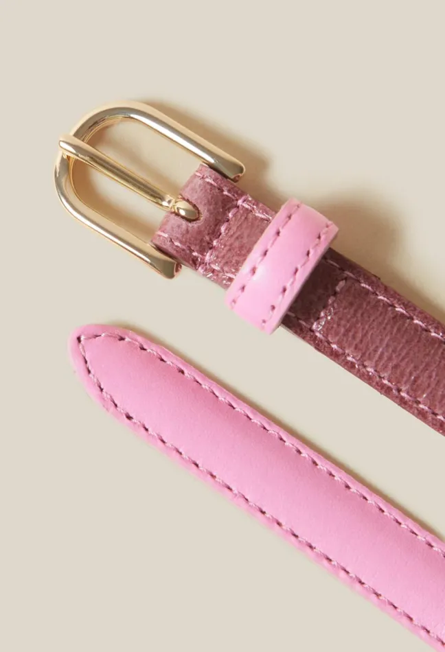 Claudie Pierlot Fine Leather Belt Pink Women Belts Claudie Pierlot Fine Leather Belt Pink Women Belts