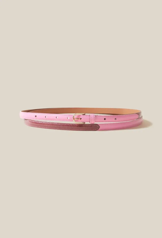 Claudie Pierlot Fine Leather Belt Pink Women Belts Claudie Pierlot Fine Leather Belt Pink Women Belts