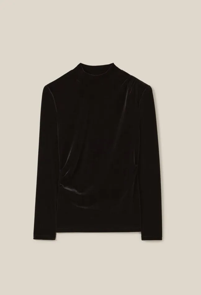 Claudie Pierlot Fitted Black Velvet Top Women Tops And Shirts Claudie Pierlot Fitted Black Velvet Top Women Tops And Shirts