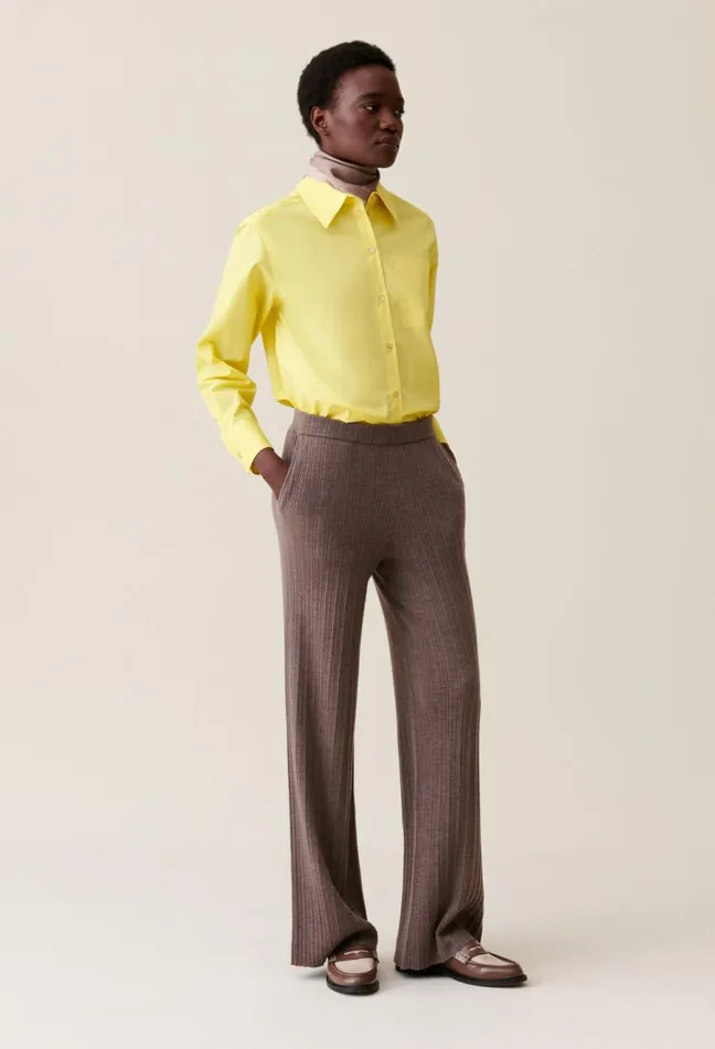 Claudie Pierlot Flared Knit Trousers Taupe Women Jeans And Trousers
