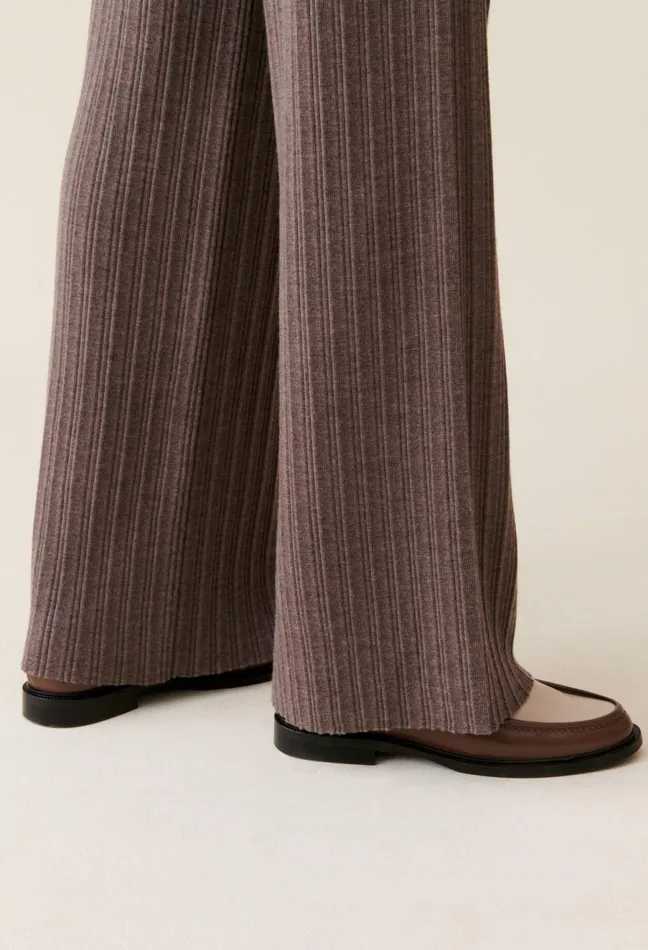 Claudie Pierlot Flared Knit Trousers Taupe Women Jeans And Trousers