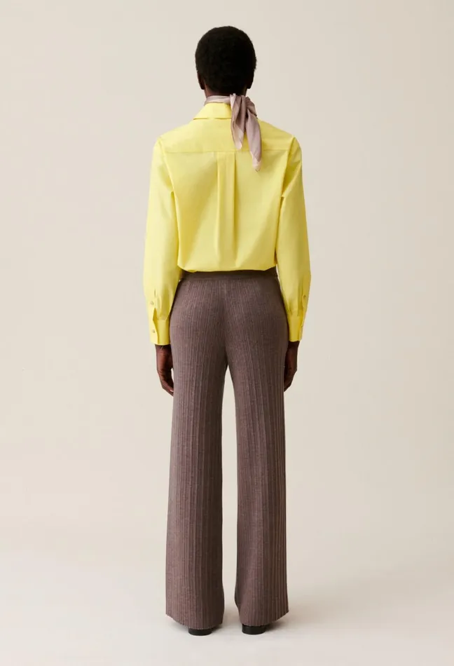Claudie Pierlot Flared Knit Trousers Taupe Women Jeans And Trousers