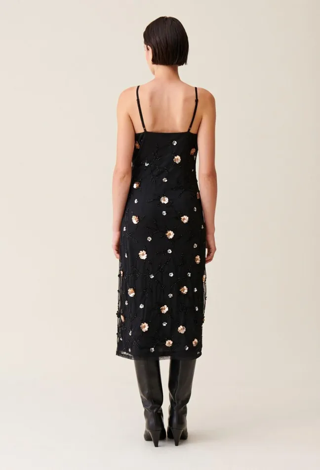 Claudie Pierlot Flowy SequinEmbroidered Gown Black Women Dresses Claudie Pierlot Flowy SequinEmbroidered Gown Black Women Dresses