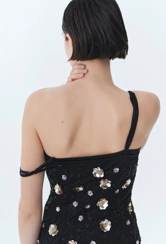 Claudie Pierlot Flowy SequinEmbroidered Gown Black Women Dresses Claudie Pierlot Flowy SequinEmbroidered Gown Black Women Dresses