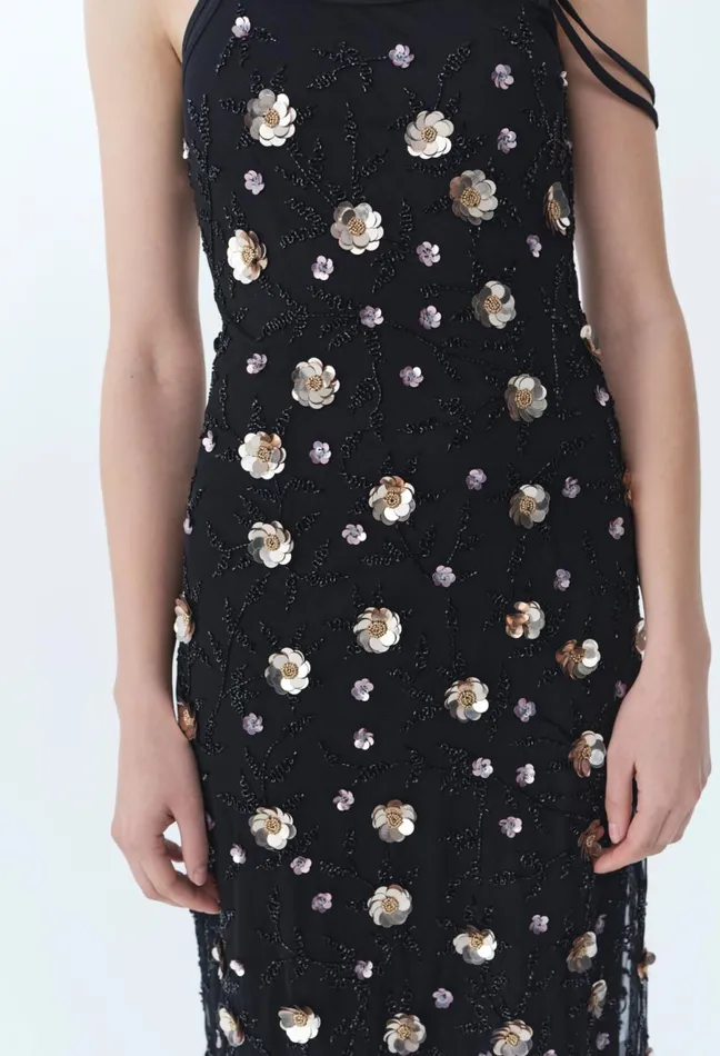 Claudie Pierlot Flowy SequinEmbroidered Gown Black Women Dresses Claudie Pierlot Flowy SequinEmbroidered Gown Black Women Dresses