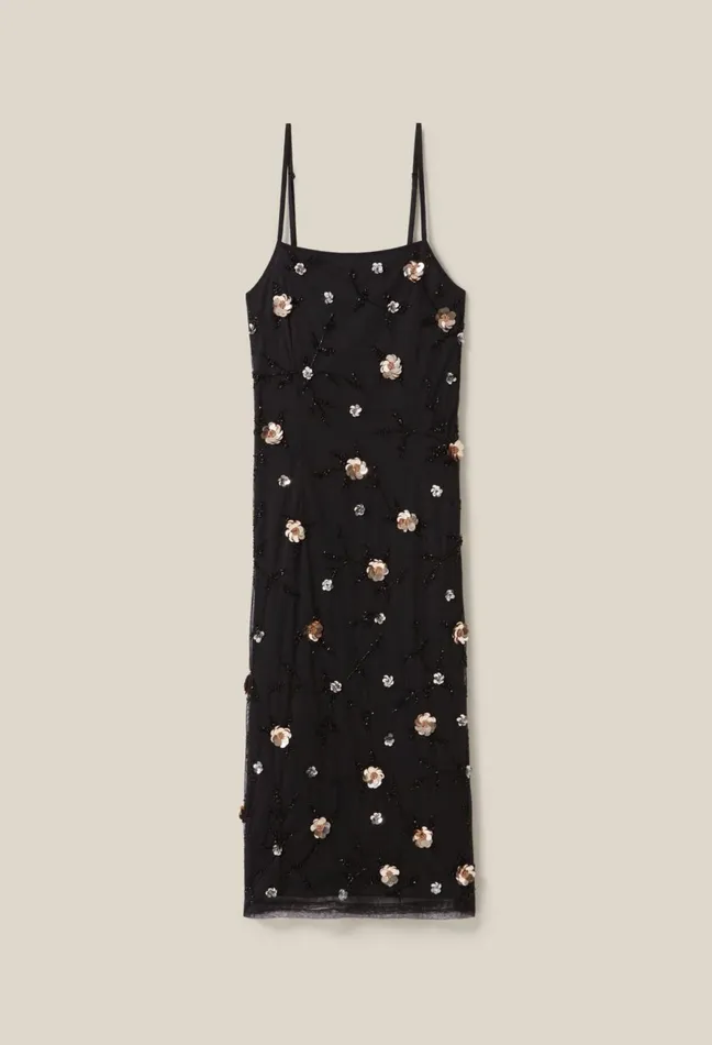 Claudie Pierlot Flowy SequinEmbroidered Gown Black Women Dresses Claudie Pierlot Flowy SequinEmbroidered Gown Black Women Dresses