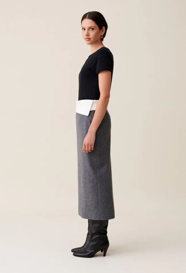 Claudie Pierlot Grey Pencil Skirt Gris Fonce Women Skirts And Shorts