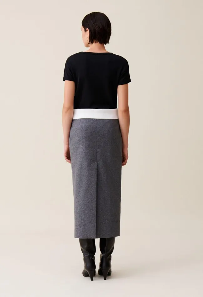 Claudie Pierlot Grey Pencil Skirt Gris Fonce Women Skirts And Shorts