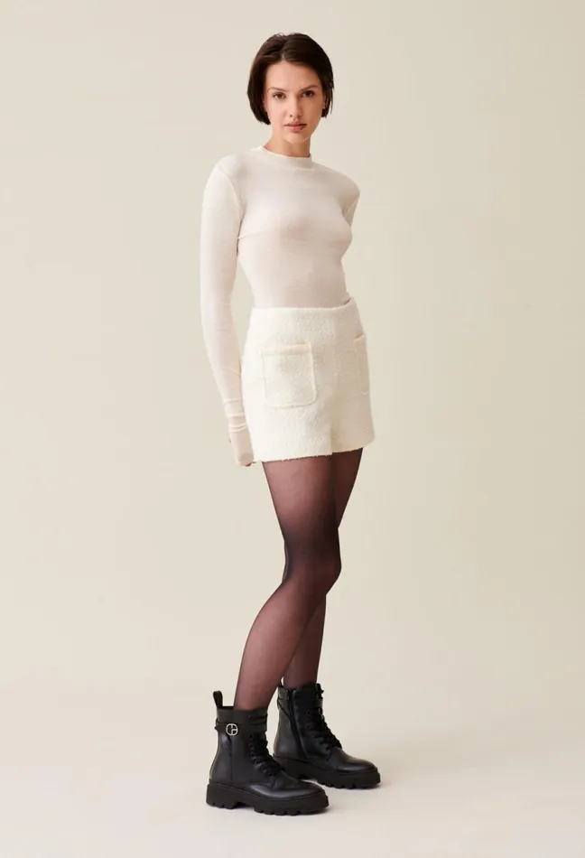 Claudie Pierlot Ivory Tweed Shorts Women Skirts And Shorts