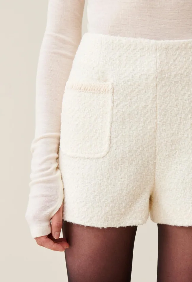 Claudie Pierlot Ivory Tweed Shorts Women Skirts And Shorts