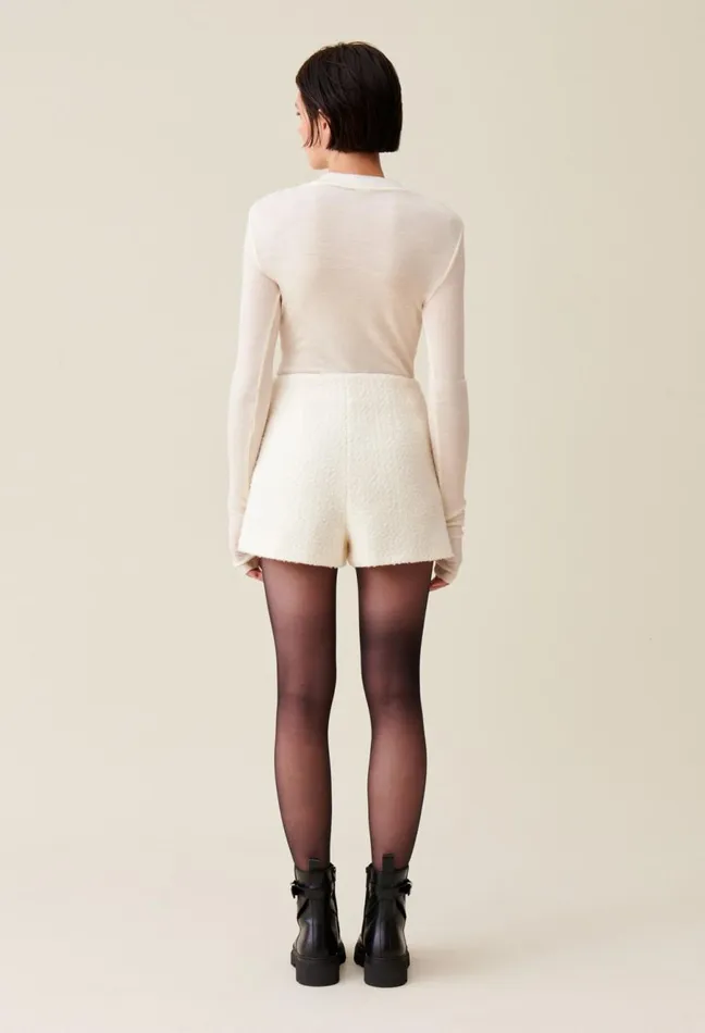 Claudie Pierlot Ivory Tweed Shorts Women Skirts And Shorts