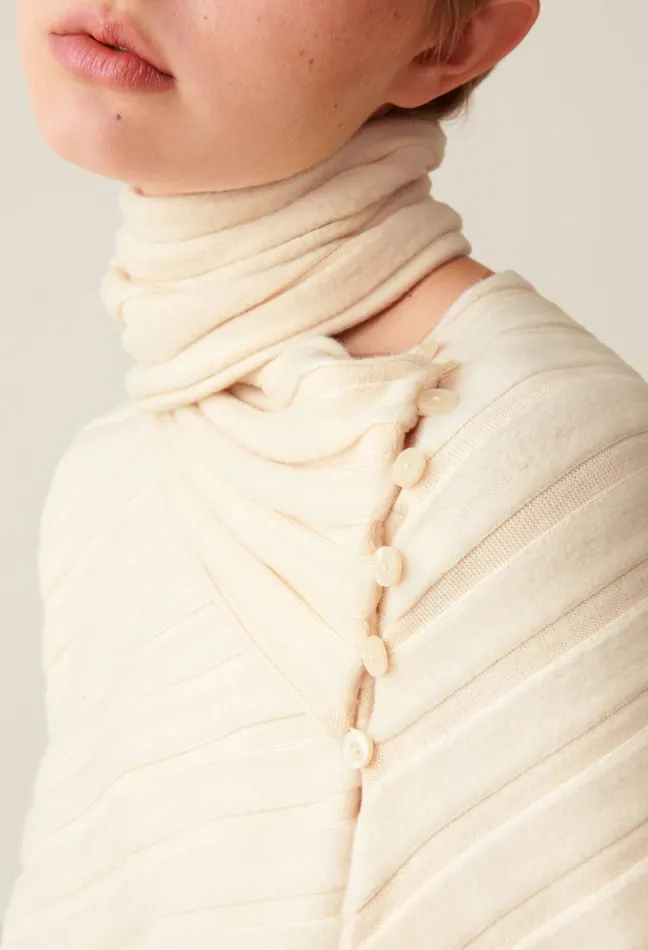Claudie Pierlot Jumper With Removable Scarf Ivory Women Knitwear And Cardigans