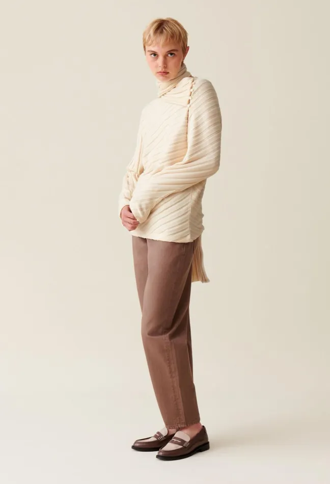 Claudie Pierlot Jumper With Removable Scarf Ivory Women Knitwear And Cardigans