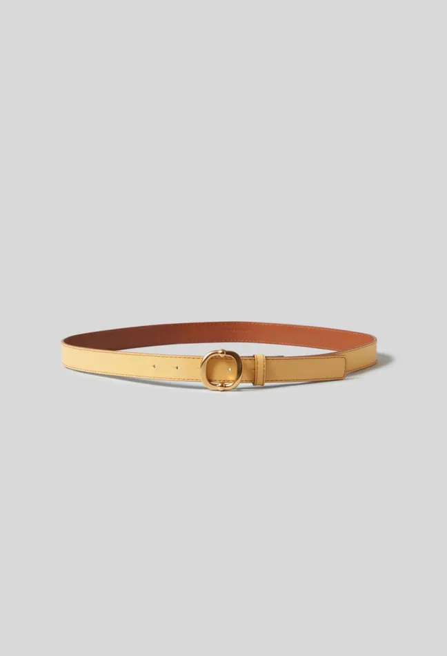 Claudie Pierlot Leather Belt Gold Buckle Yellow Women Belts Claudie Pierlot Leather Belt Gold Buckle Yellow Women Belts