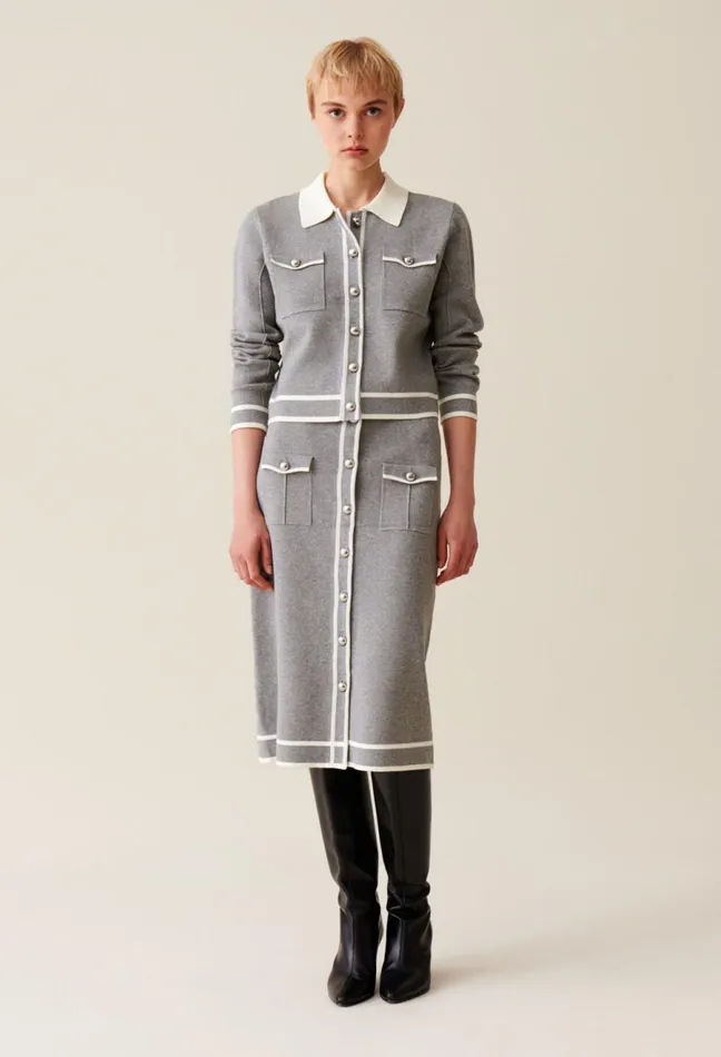 Claudie Pierlot MidLength Grey Knit Skirt Dualcolor Women Skirts And Shorts