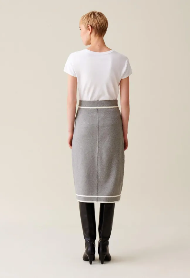 Claudie Pierlot MidLength Grey Knit Skirt Dualcolor Women Skirts And Shorts
