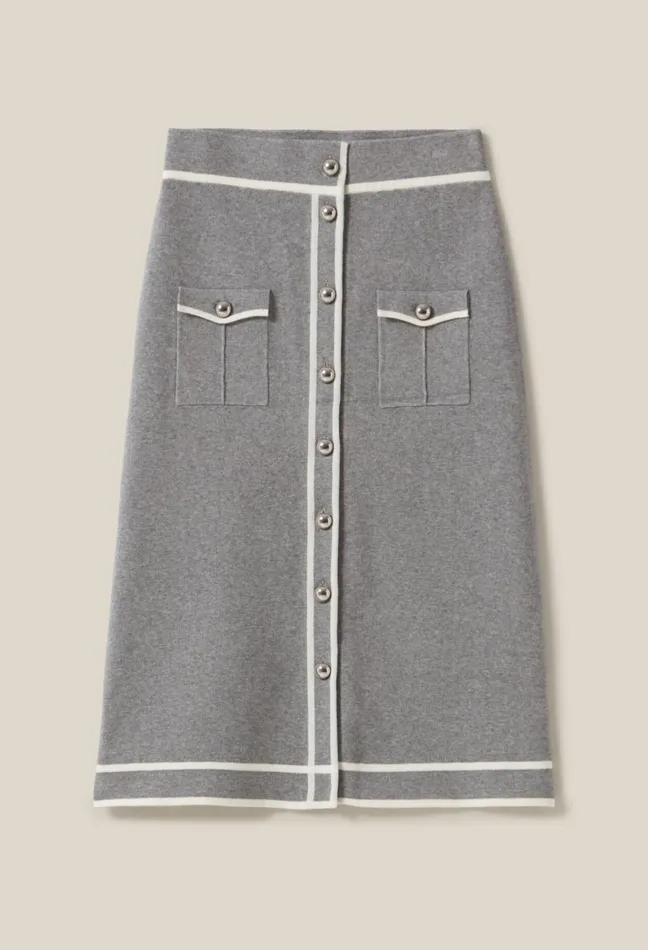 Claudie Pierlot MidLength Grey Knit Skirt Dualcolor Women Skirts And Shorts