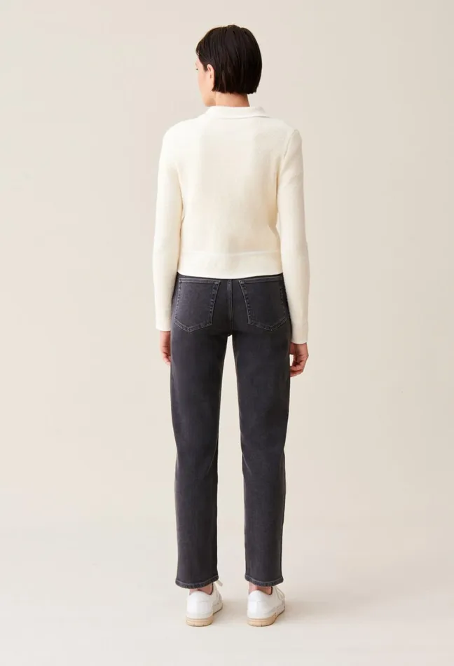 Claudie Pierlot Mottled Cardigan With Piping Ivory Women Knitwear And Cardigans Claudie Pierlot Mottled Cardigan With Piping Ivory Women Knitwear And Cardigans
