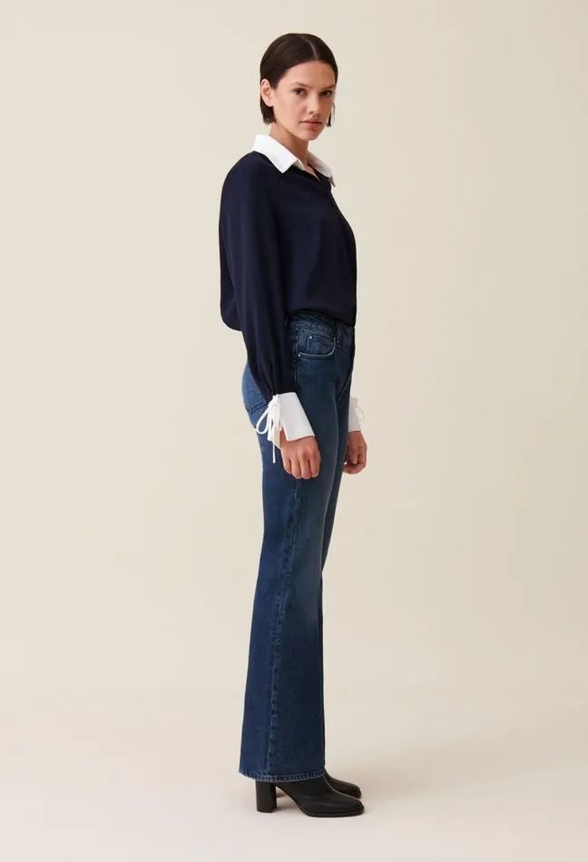 Claudie Pierlot Navy Blouse With Contrast Collar Dualcolor Women Tops And Shirts