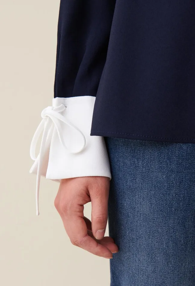 Claudie Pierlot Navy Blouse With Contrast Collar Dualcolor Women Tops And Shirts