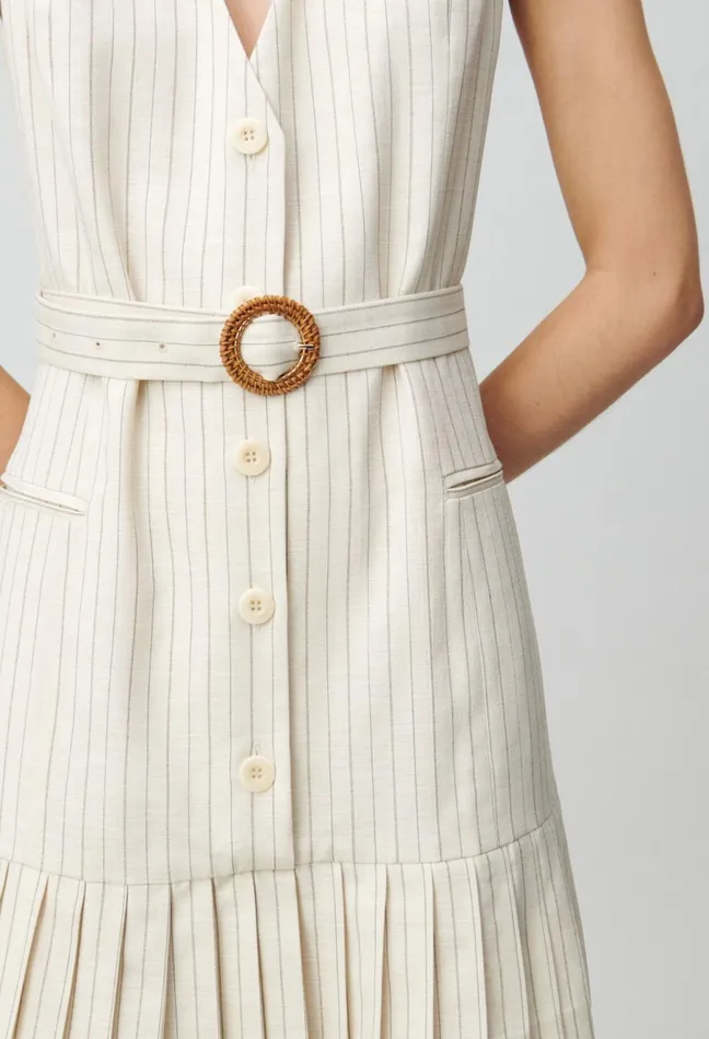 Claudie Pierlot Pleated Fitted Short Dress Dualcolor Women Dresses