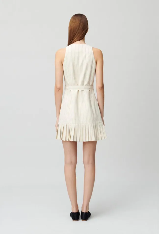 Claudie Pierlot Pleated Fitted Short Dress Dualcolor Women Dresses