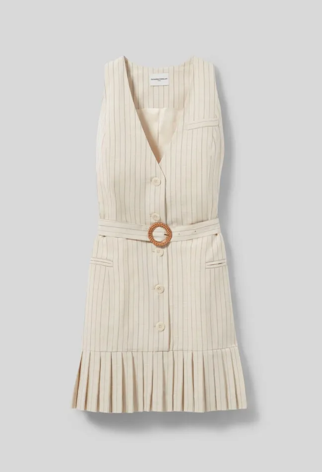 Claudie Pierlot Pleated Fitted Short Dress Dualcolor Women Dresses