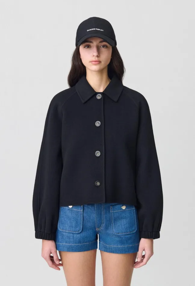 Claudie Pierlot Short Shirt Collar Jacket Black Women Jackets Claudie Pierlot Short Shirt Collar Jacket Black Women Jackets