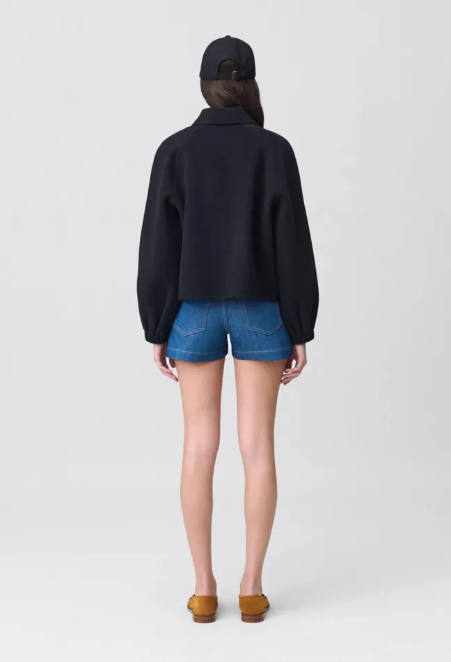 Claudie Pierlot Short Shirt Collar Jacket Black Women Jackets Claudie Pierlot Short Shirt Collar Jacket Black Women Jackets