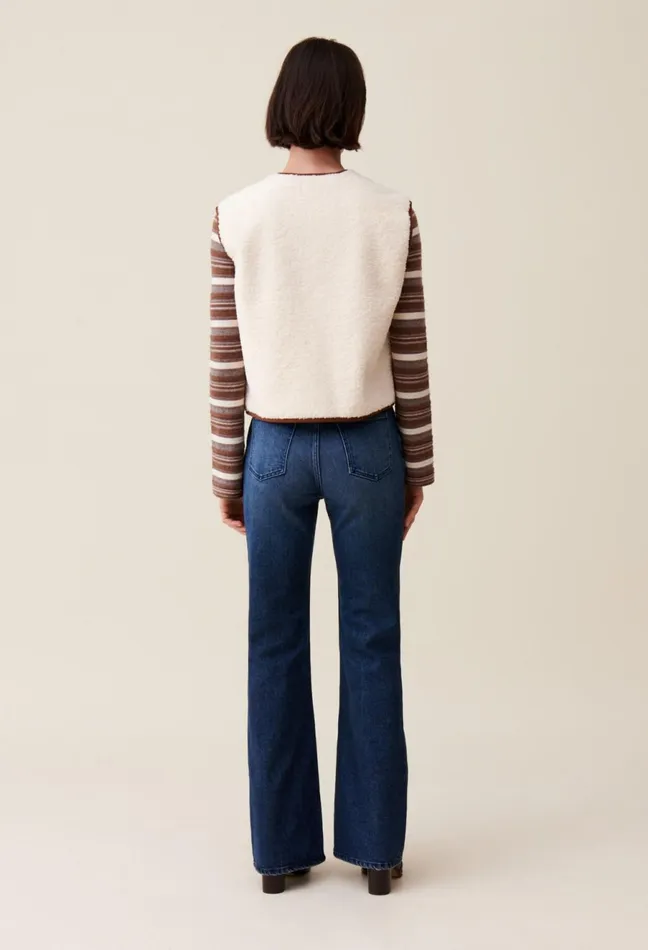 Claudie Pierlot Sleeveless Faux Fur Jacket Beige Women Coats