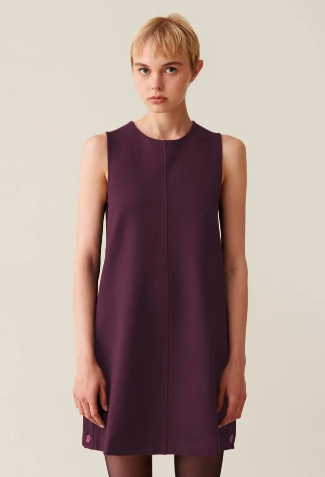 Claudie Pierlot Sleeveless Short Dress Burgundy Women Dresses Claudie Pierlot Sleeveless Short Dress Burgundy Women Dresses