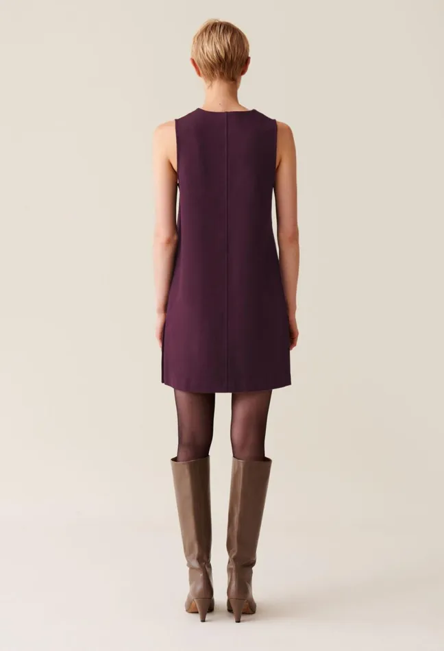 Claudie Pierlot Sleeveless Short Dress Burgundy Women Dresses Claudie Pierlot Sleeveless Short Dress Burgundy Women Dresses