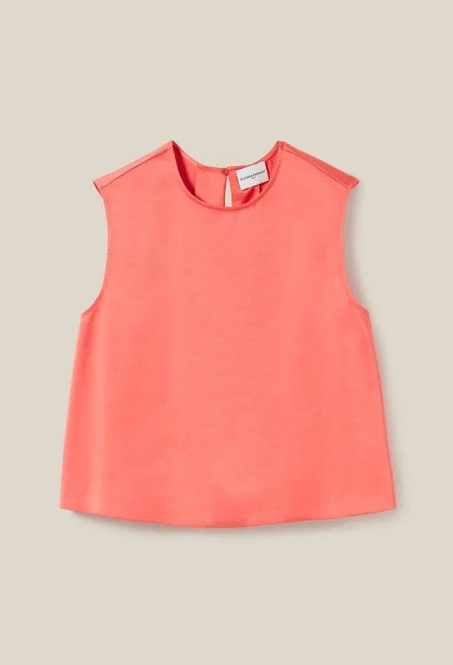 Claudie Pierlot Sleeveless Top With Open Back Mandarin Women Tops And Shirts