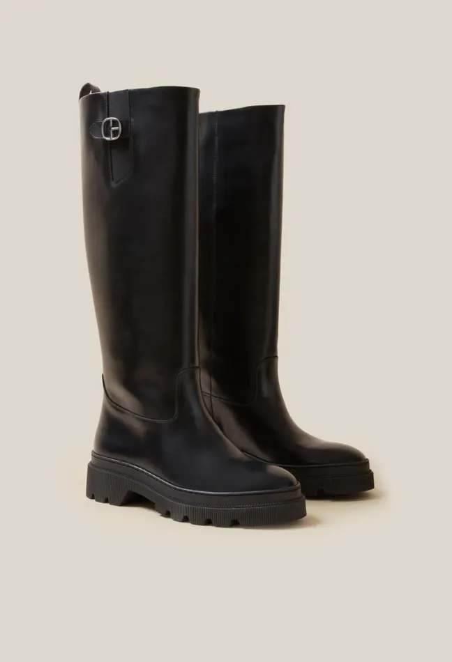 Claudie Pierlot Smooth Leather High Boots Black Women Ankle Boots Claudie Pierlot Smooth Leather High Boots Black Women Ankle Boots