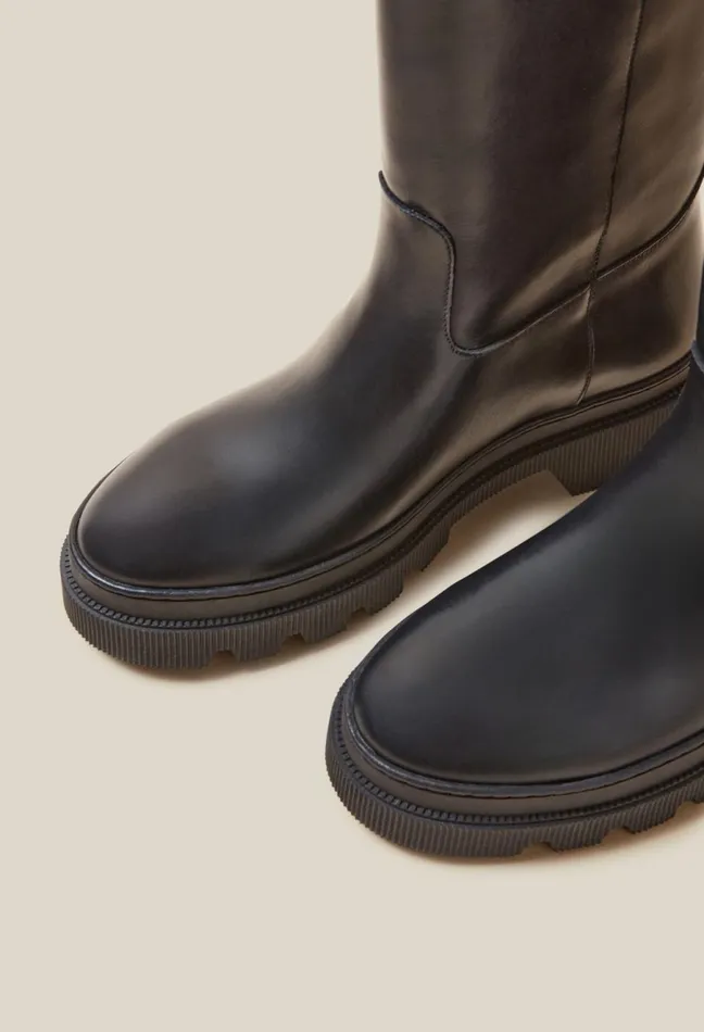 Claudie Pierlot Smooth Leather High Boots Black Women Ankle Boots Claudie Pierlot Smooth Leather High Boots Black Women Ankle Boots